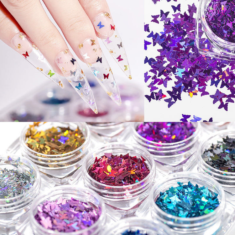  Butterfly Glitter Mix, Holographic, 12pcs