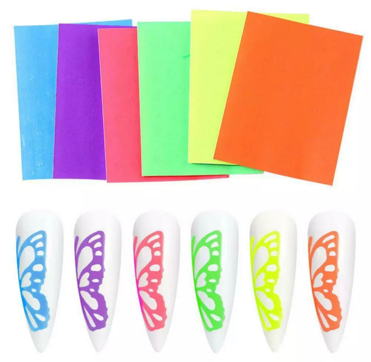  Neon Butterfly Stickers (6pc)