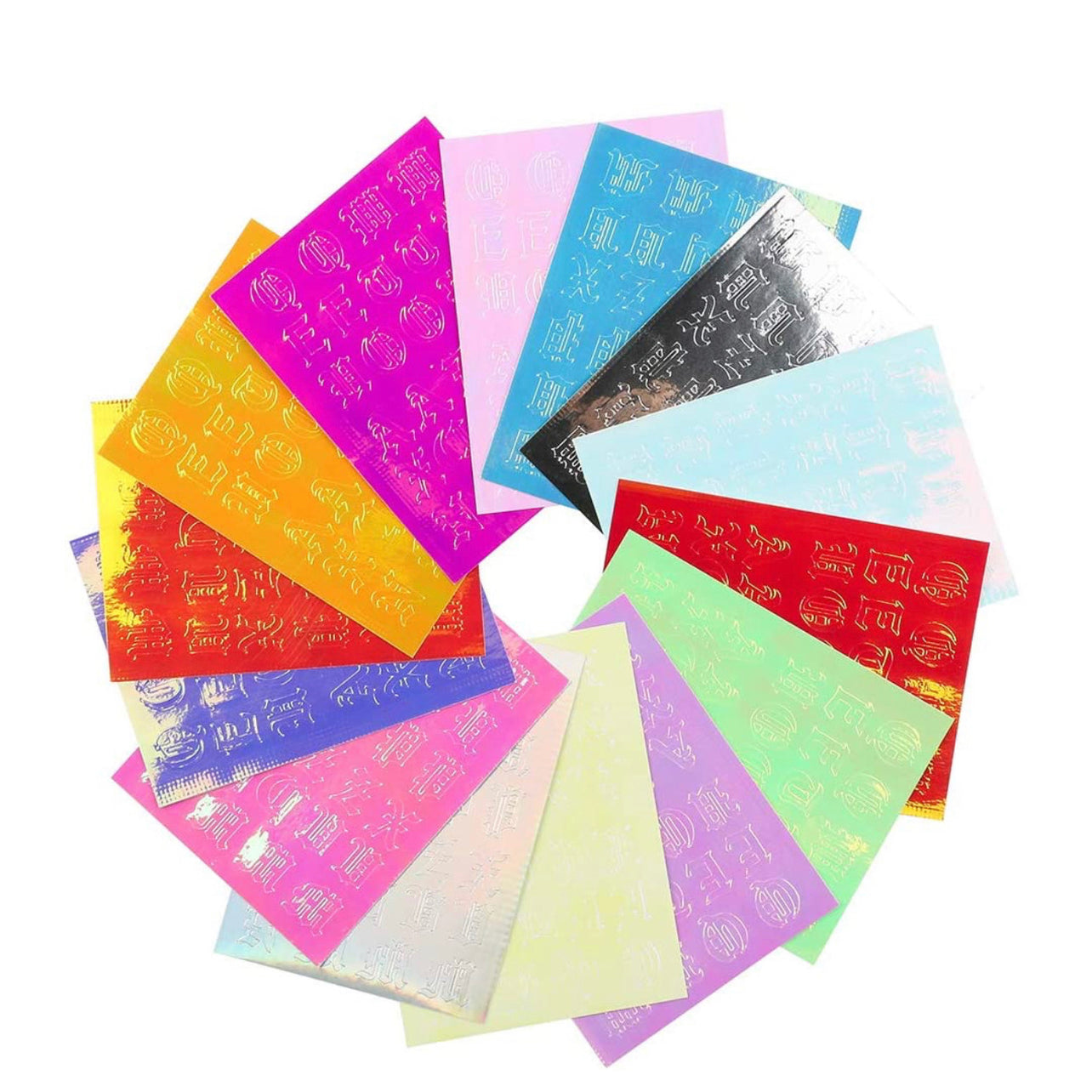 Holographic Old English Letters Stickers (16pc)