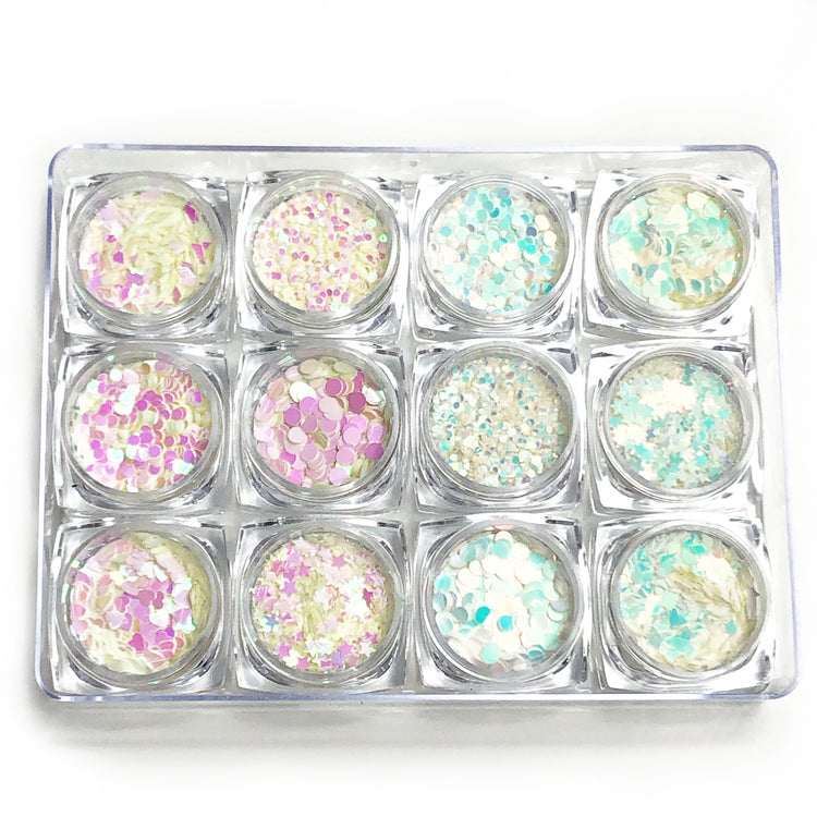  AB Pink/Blue Glitter Set, 12pc