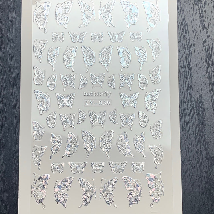  Butterfly Stickers | Metallic Silver | 035