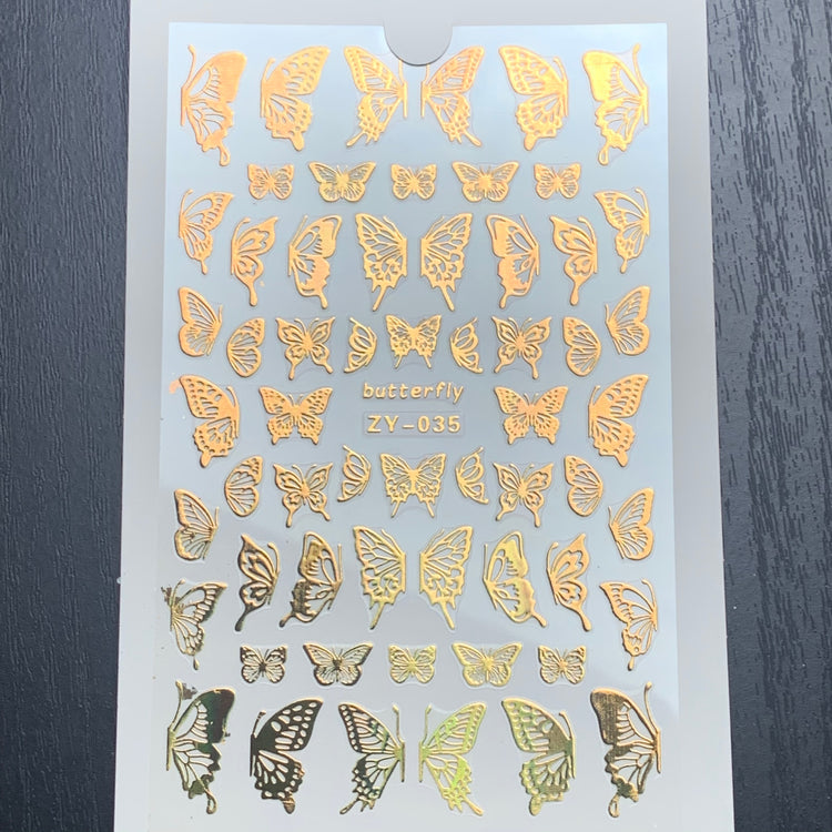  Butterfly Stickers | Metallic Gold | 035