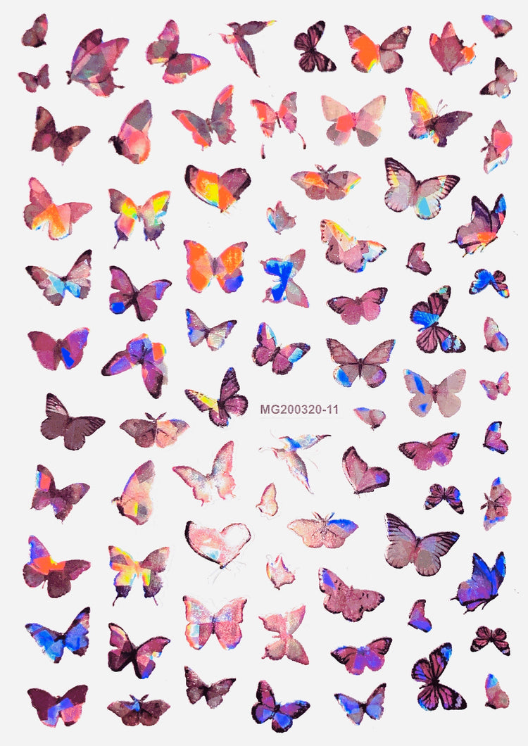  Holo Pink Butterfly Stickers | MG-11