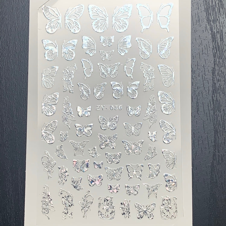  Butterfly Stickers | Metallic Silver | 036