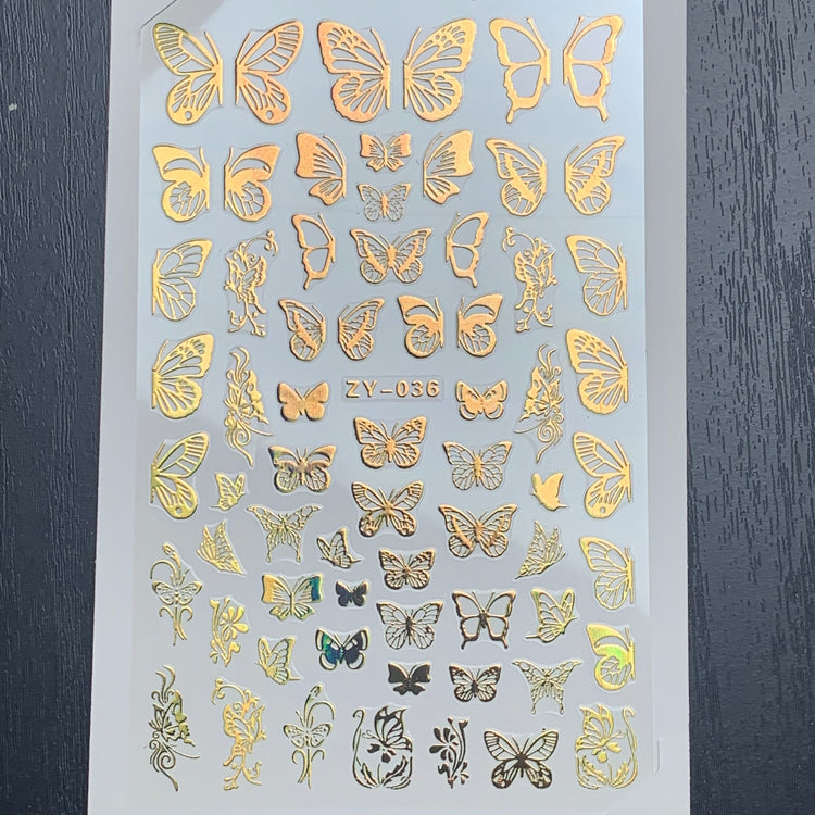  Butterfly Stickers | Metallic Gold | 036