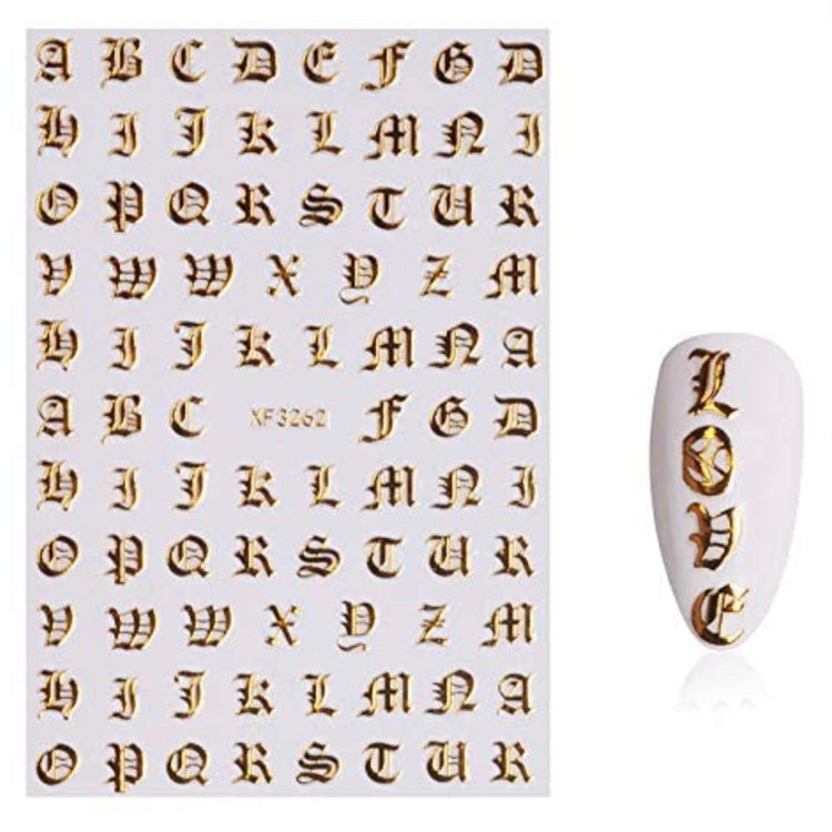  Old English Letter Stickers | Gold