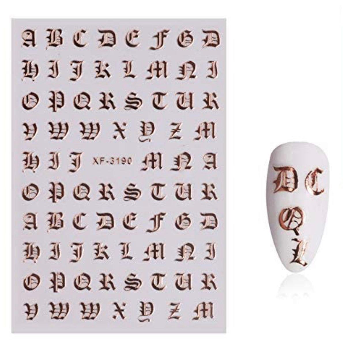 Old English Letter Stickers | Rose Gold